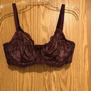 Burgundy lace bra